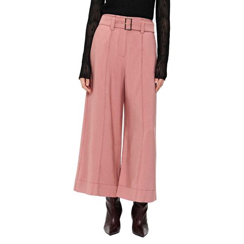 Veronika Maine Pink Beige Viscose Twill Belted Cropped Pant